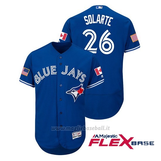Maglia Baseball Uomo TOrnto Blue Jays Yangervis Solarte 2018 Stars & Stripes Flex Base Royal